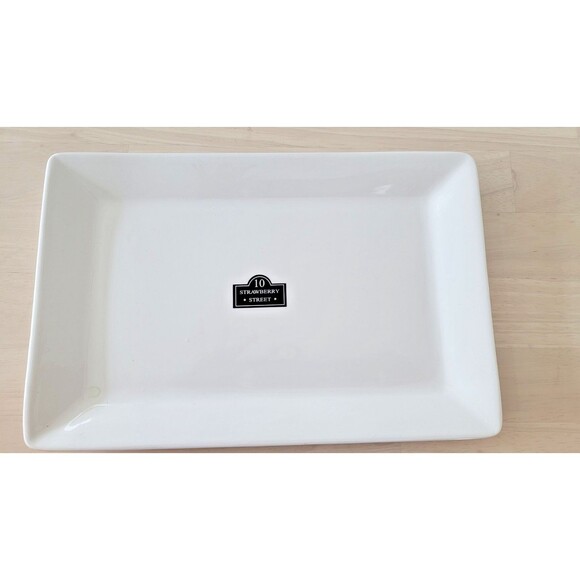 TEN STRAWBERRY STREET 11" WHITE PORCELIAN OBLONG DINNER PLATES SET OF 3 NEW - Picture 1 of 3